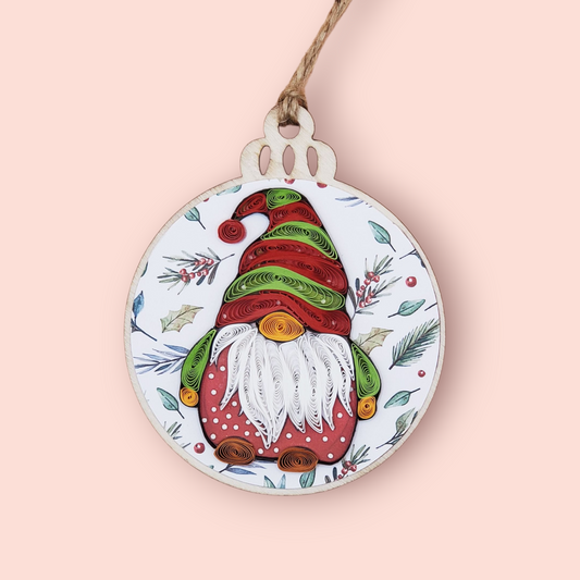 Handmade Quilling Ornament – Christmas Gnome