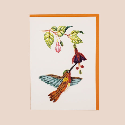 Rufous hummingbird and Fuchsia Flower