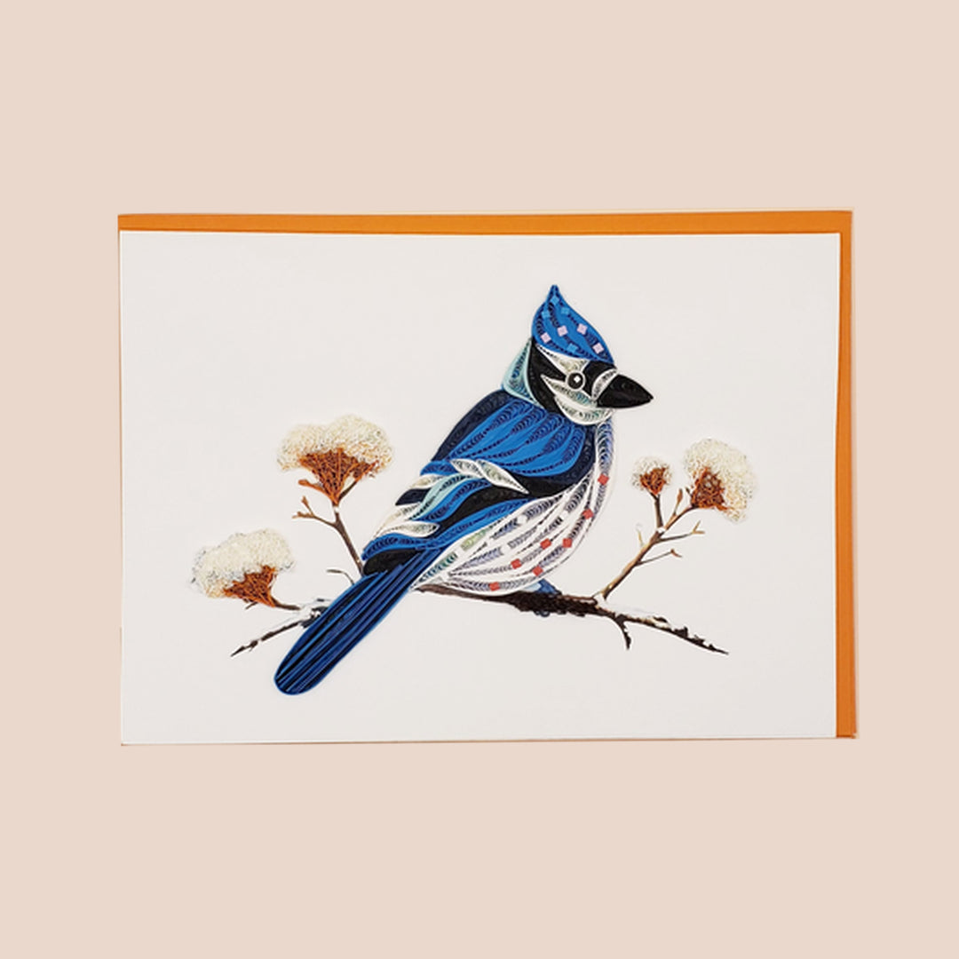 Blue Jay on a Snowy Branch