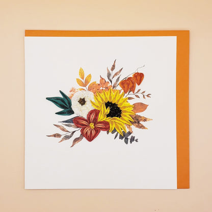 Quilled Autumn Flowers Greeting Card | Handmade Card