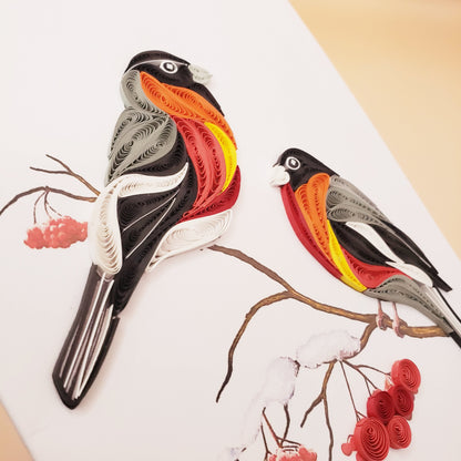 Pair of Bullfinches in Winter
