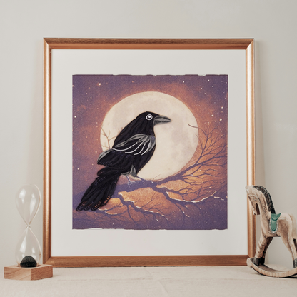 Crow in Full Moon | Quilled Greeting Card - Handmade