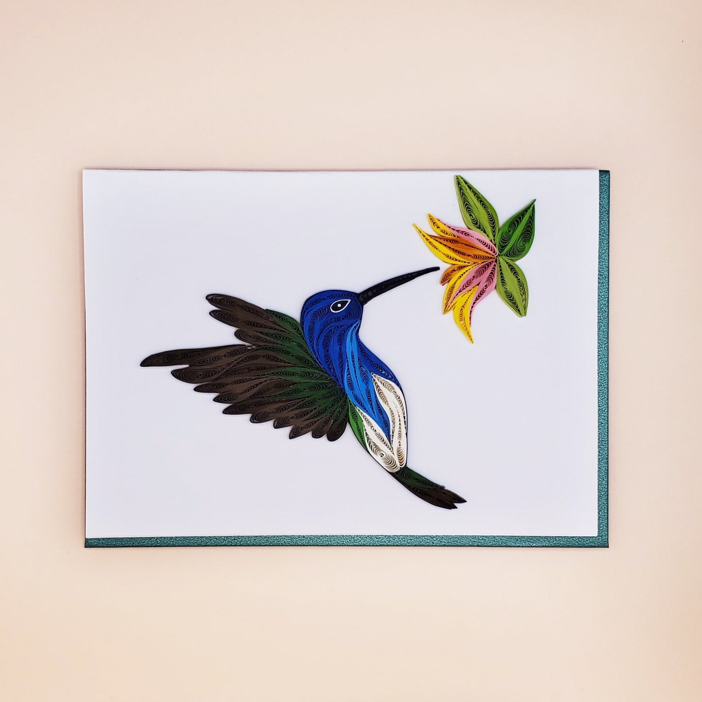 Jacobin Hummingbird Quilled Card | Handmade Greeting Card