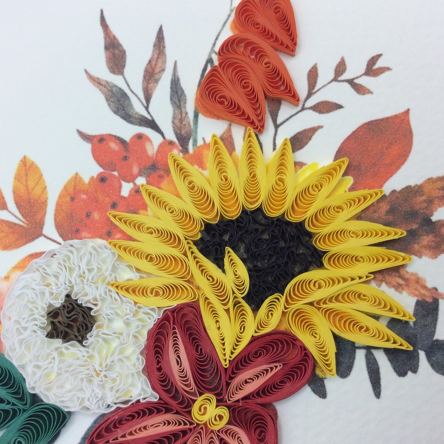 Quilled Autumn Flowers Greeting Card | Handmade Card