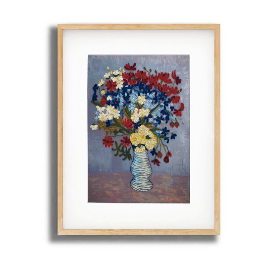 Vase with Cornflowers and Poppies  | Quilling Art Piece frame | Handmade art