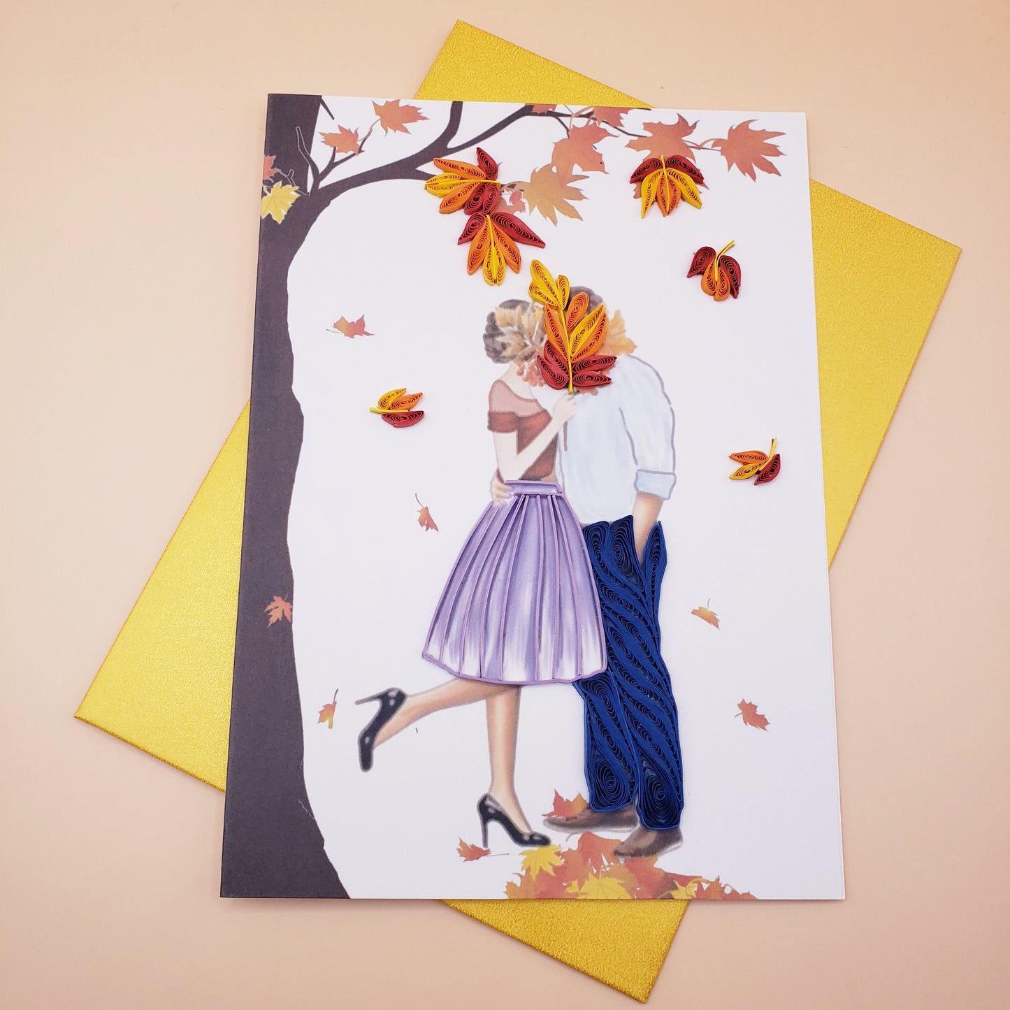 Autumn Couple | Quilled Greeting Card - Handmade