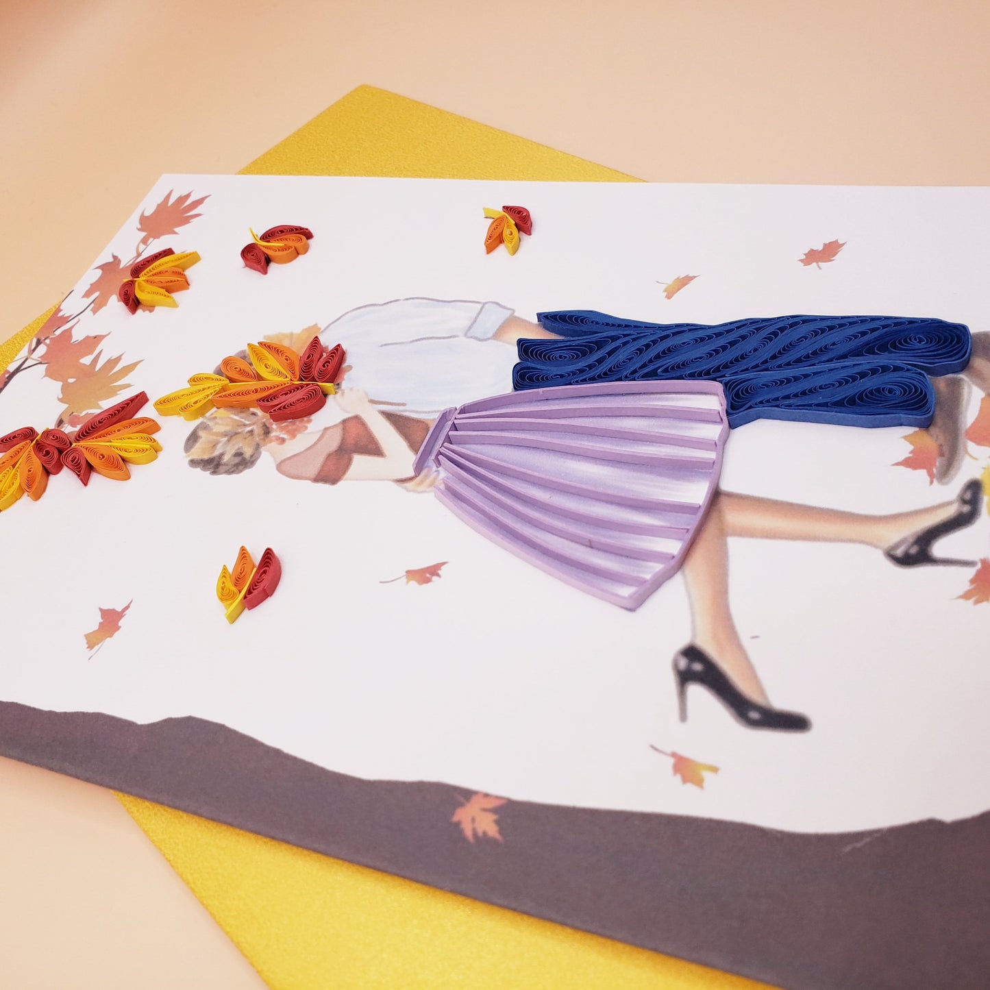 Autumn Couple | Quilled Greeting Card - Handmade