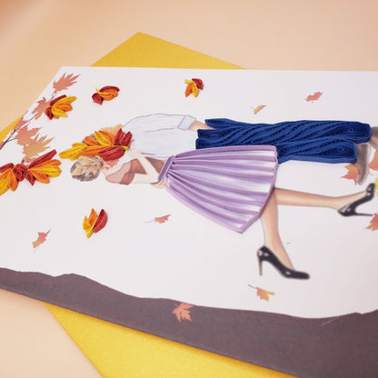 Autumn Couple | Quilled Greeting Card - Handmade