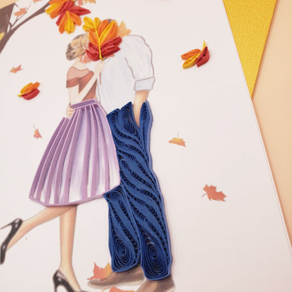 Autumn Couple | Quilled Greeting Card - Handmade