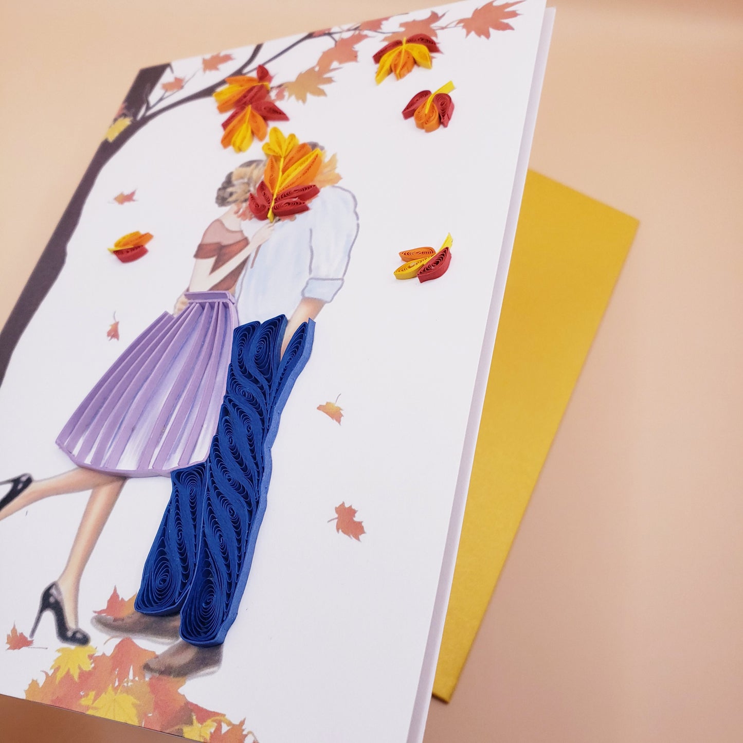 Autumn Couple | Quilled Greeting Card - Handmade