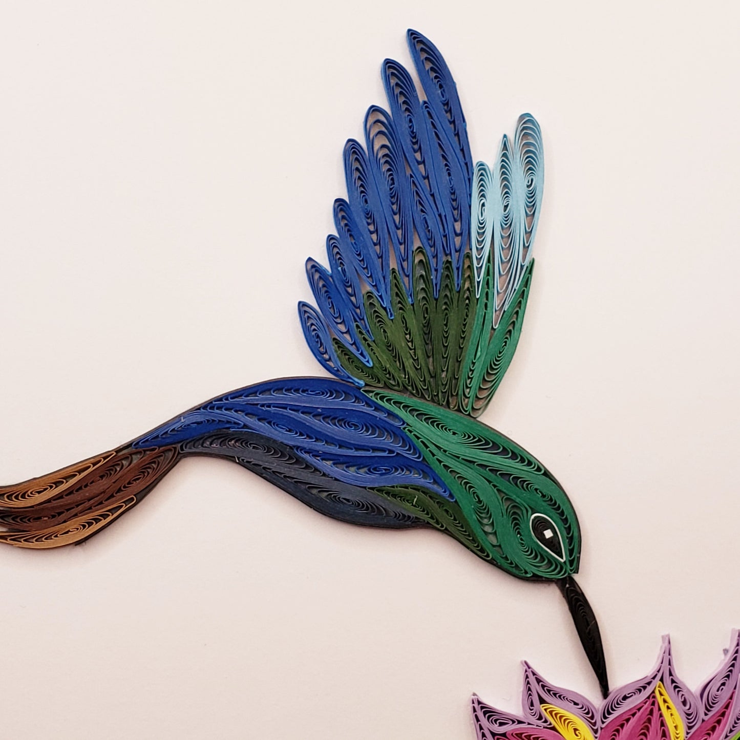 Sapphirewing Hummingbird Quilled Greeting Card