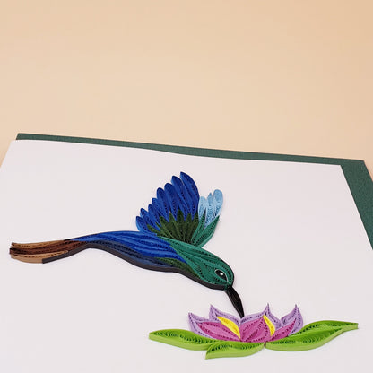 Sapphirewing Hummingbird Quilled Greeting Card