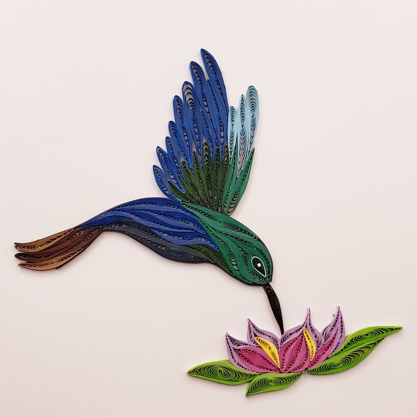 Sapphirewing Hummingbird Quilled Greeting Card