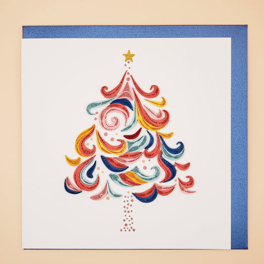 Colorful Christmas Tree Quilled Card | Handmade card