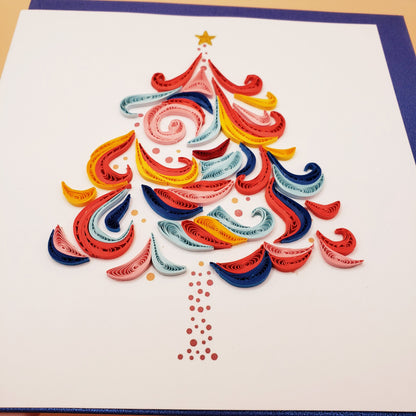 Colorful Christmas Tree Quilled Card | Handmade card