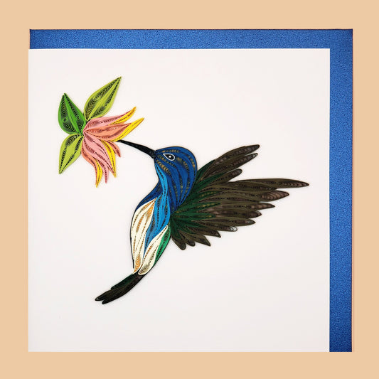 Jacobin Hummingbird Quilled Card | Handmade Greeting Card