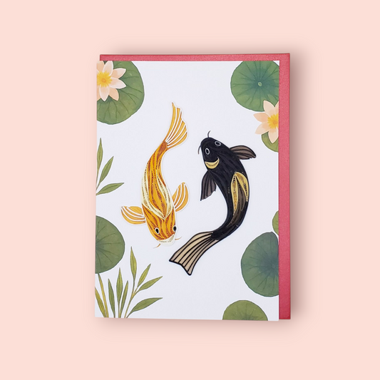 Japanese Koi Fish Quilling Greeting Card – Artistic Design