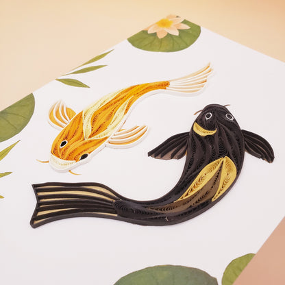 Japanese Koi Fish Quilling Greeting Card – Artistic Design